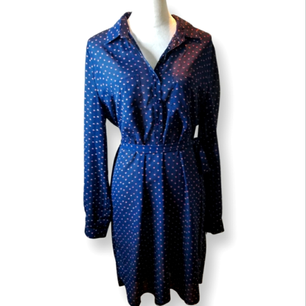 MM Couture by Miss Me Navy Button Down Sash Tie Dress